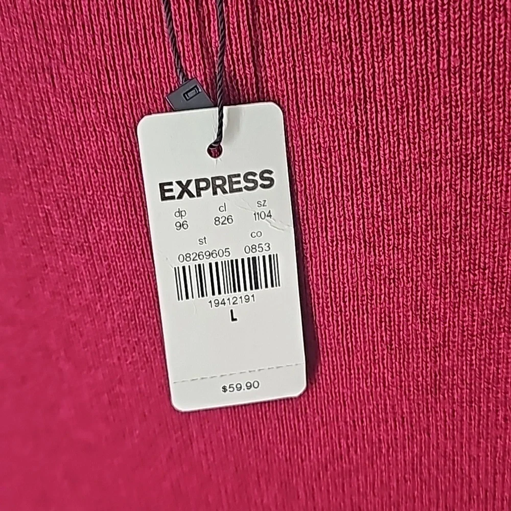 Express Cranberry Red Crew Neck Pullover Style Sweater w Ribbed Neck Wrist & Hem